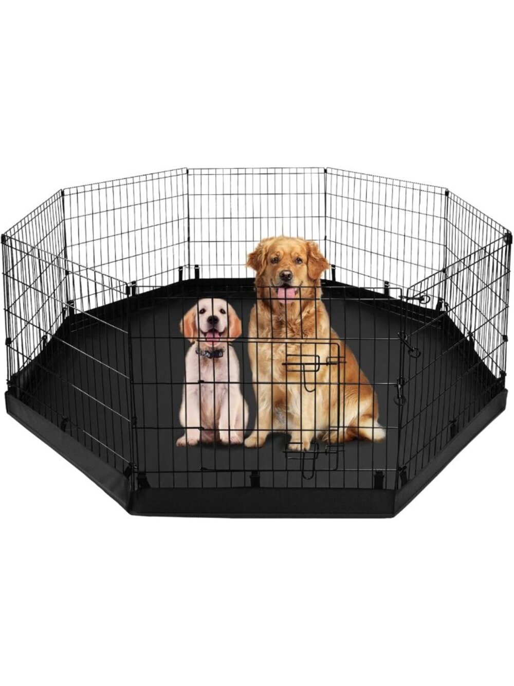 Octagonal Dog Playpen with Bottom Pad - Foldable Metal Exercise Pen, 8 Panels